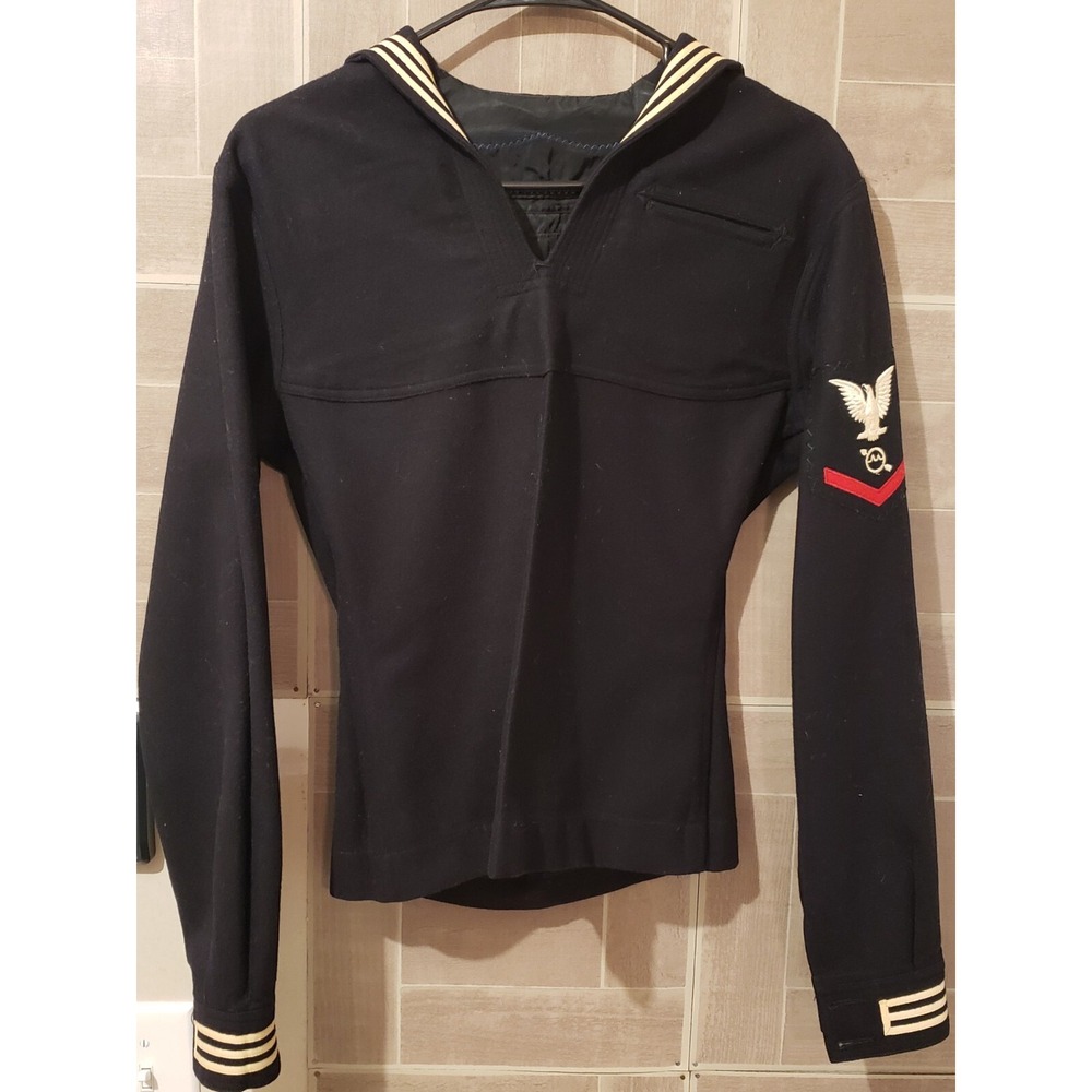 USN US Navy‎ Service Dress Blue Jumper Top Vtg OS3 Wool Custom Stitching Uniform